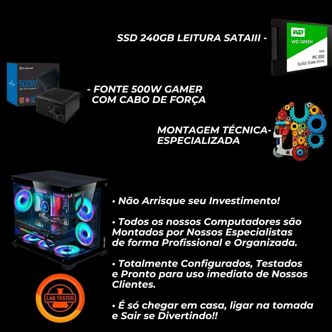 PC GAMER STRIX RYZEN 5 7600, RADEON GRAPHICS RDNA2, B840M MSI 16GB DDR5, SSD 240GB, FONTE 500W, HAYOM 1749
