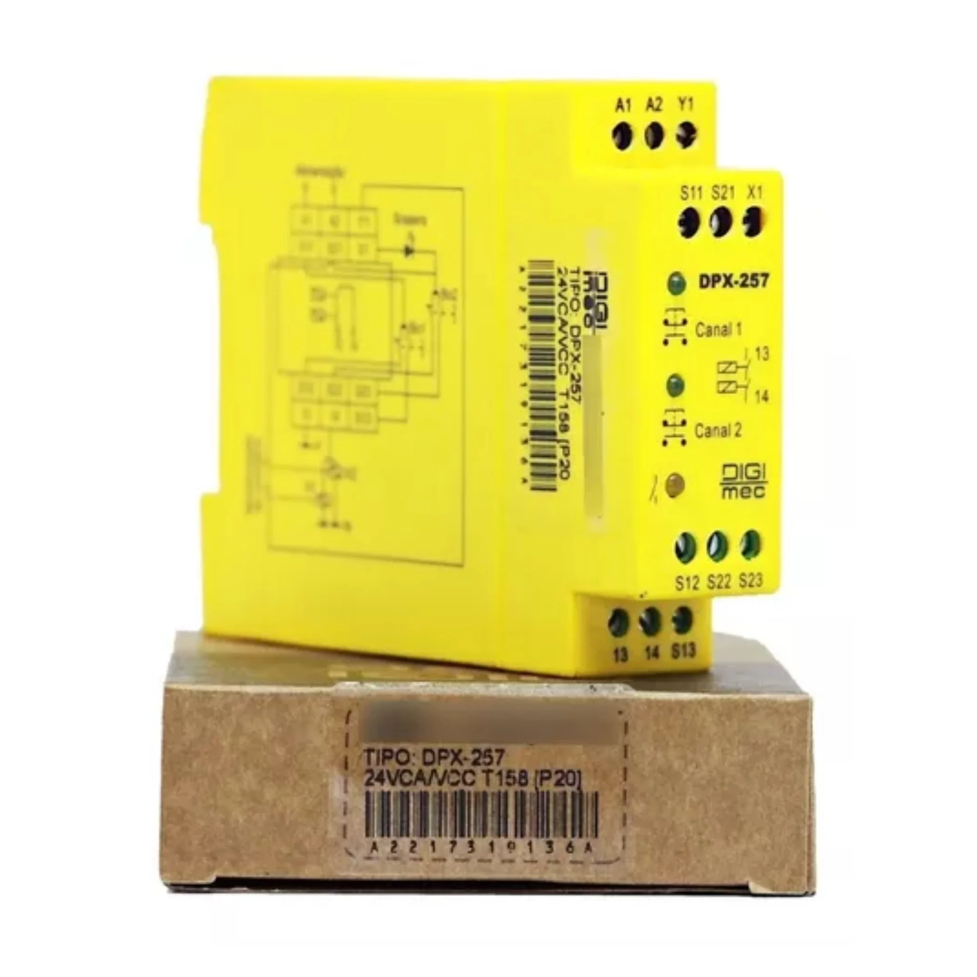 Rele de Segurança NR12 Bi Manual DPX-257 24Vca/Vcc T158 Digimec