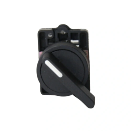 Comutador plástico manopla longa 22mm preto 2 posições com retorno esquerda 1NA HB2-EJ41